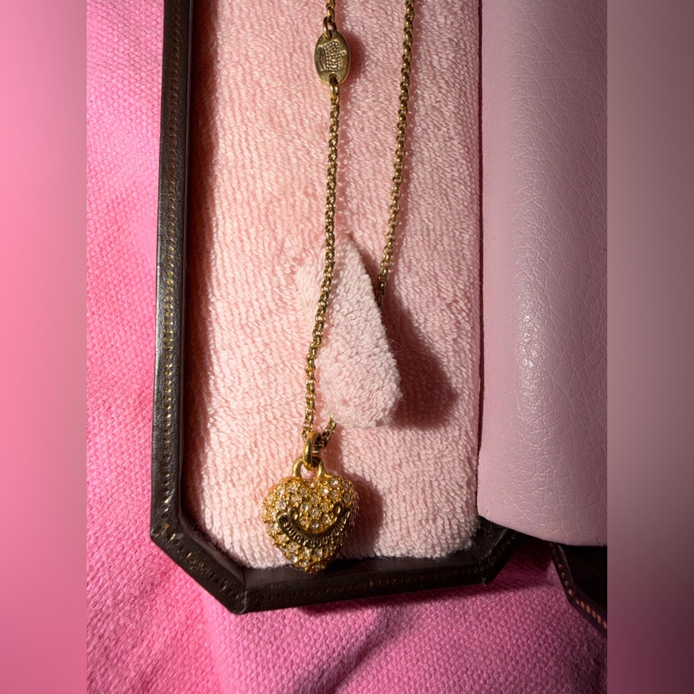 Vintage Juicy Couture Puffy Heart Banner Necklace